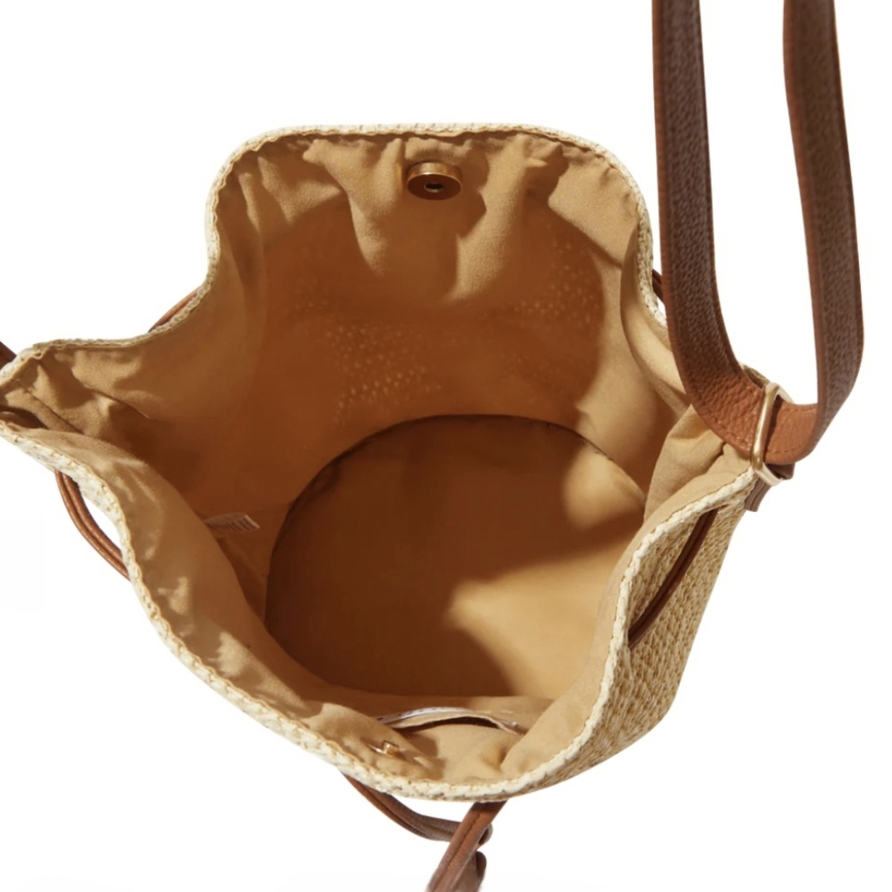 🔥LAST CHANCE🔥💲⬇️Montce Ali Tan & Cream Raffia Woven Bucket Bag ~ NWT - Picture 3 of 7